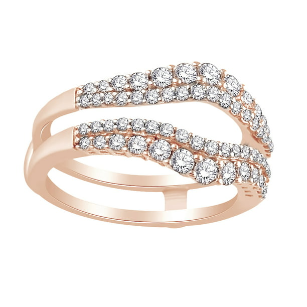 Women's 1/4ct Diamond Guard Engament Ring Enhancer Solid 14K Rose Gold